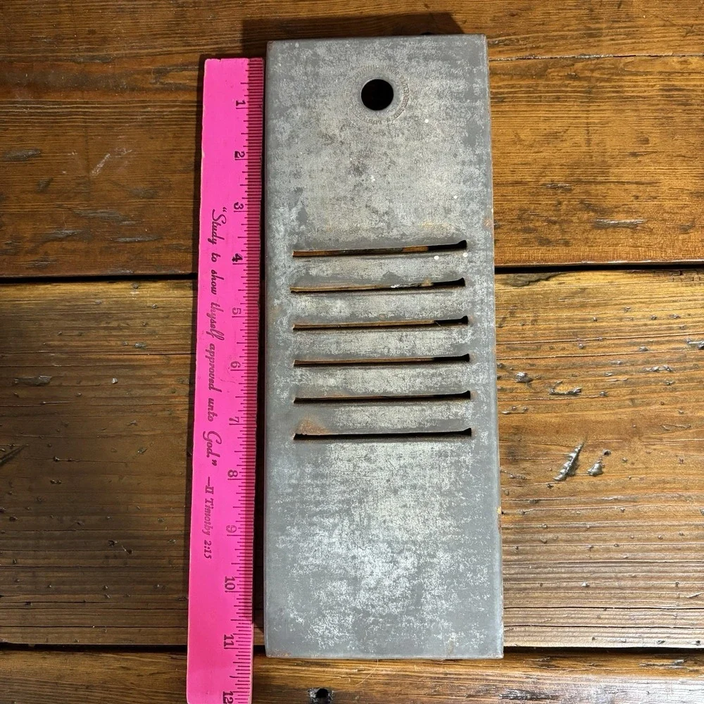 Lusher Bros Steel Shredder Antique Late 1800s Patent Elkhart Indiana 11x4 Patina